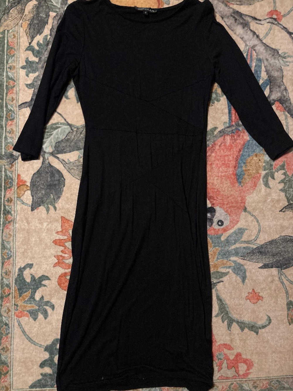 Black 3/4 Sleeve Midi-dress